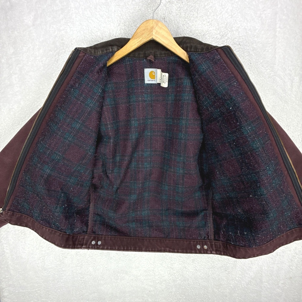 Vintage‎ Carhartt Detroit Jacket Blanket Lined Mens Medium J43 BRG Burgundy EUC - Picture 4 of 16